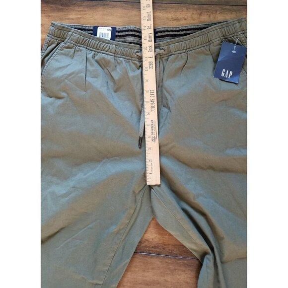 Gap Twill Jogger Elastic Waist Ankle Drawstring Flexible Army Green Clover NEW - Picture 5 of 8